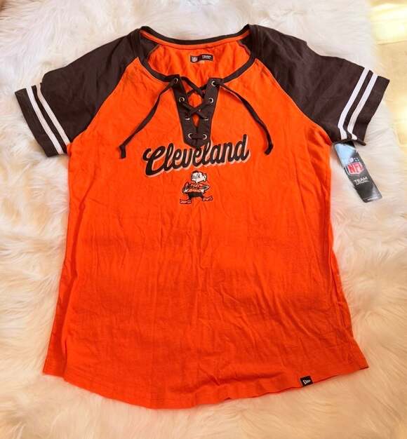 NFL Team Apparel Tops - NFL Team Apparel Cleveland Browns Lace-Up T-Shirt Women's Size Large